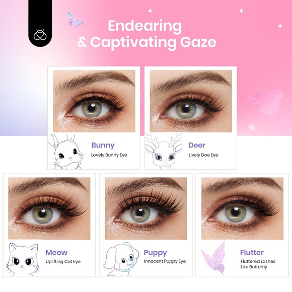 Easy False Eyelashes Animal Magic 5 pairs of Mixed Super Natural with tweezers - Picture 5 of 12